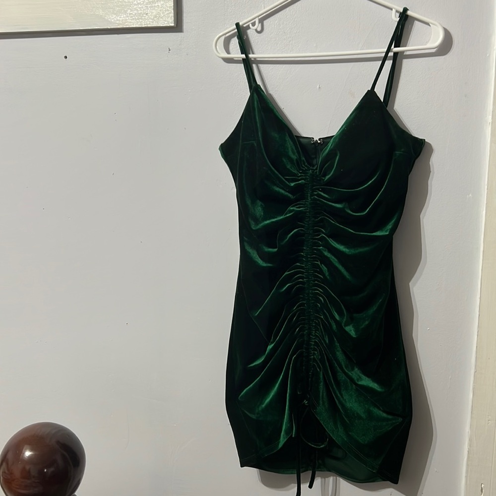 Velvet Rutched Front Drawstring Dress Worn Once